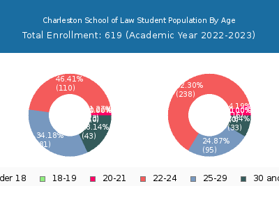Charleston School of Law 2023 Student Population Age Diversity Pie chart