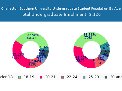 Charleston Southern University 2024 Undergraduate Enrollment Age Diversity Pie chart