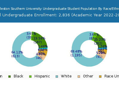 Charleston Southern University 2023 Undergraduate Enrollment by Gender and Race chart