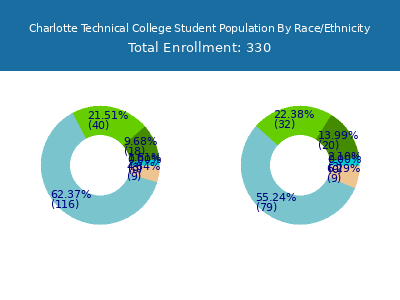Charlotte Technical College 2025 Student Population by Gender and Race chart