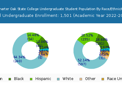 Charter Oak State College 2023 Undergraduate Enrollment by Gender and Race chart