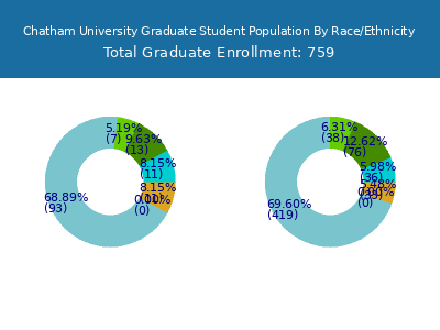 Chatham University 2025 Graduate Enrollment by Gender and Race chart
