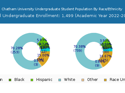 Chatham University 2023 Undergraduate Enrollment by Gender and Race chart