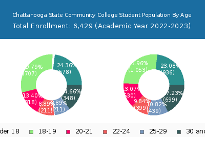 Chattanooga State Community College 2023 Student Population Age Diversity Pie chart
