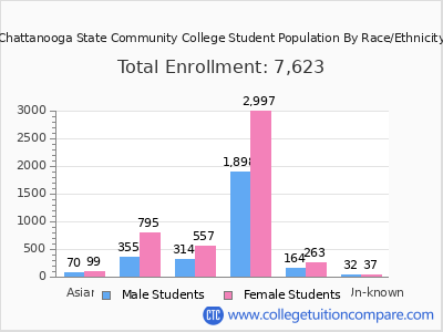 Chattanooga State Community College 2025 Student Population by Gender and Race chart