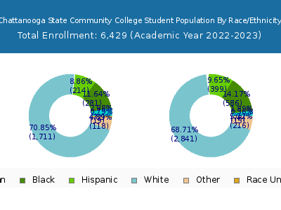 Chattanooga State Community College 2023 Student Population by Gender and Race chart