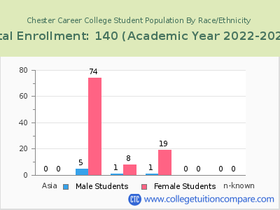 Chester Career College 2023 Student Population by Gender and Race chart