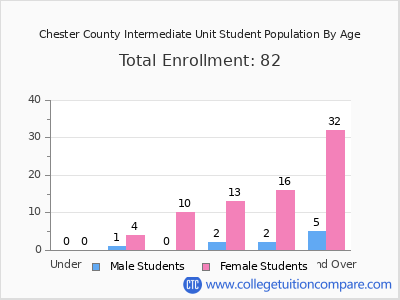 Chester County Intermediate Unit 2024 Student Population by Age chart