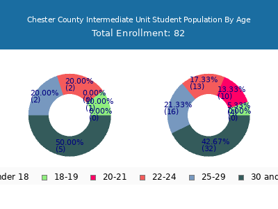 Chester County Intermediate Unit 2024 Student Population Age Diversity Pie chart