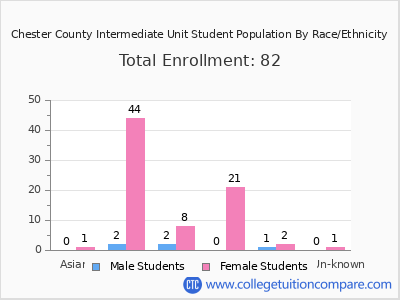 Chester County Intermediate Unit 2025 Student Population by Gender and Race chart