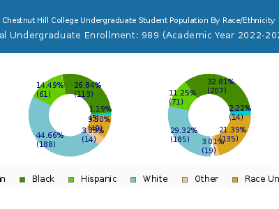Chestnut Hill College 2023 Undergraduate Enrollment by Gender and Race chart