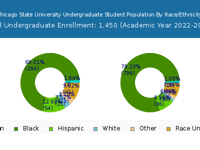 Chicago State University 2023 Undergraduate Enrollment by Gender and Race chart