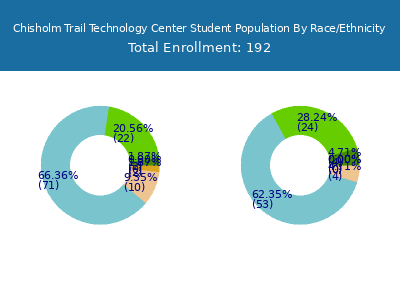 Chisholm Trail Technology Center 2025 Student Population by Gender and Race chart