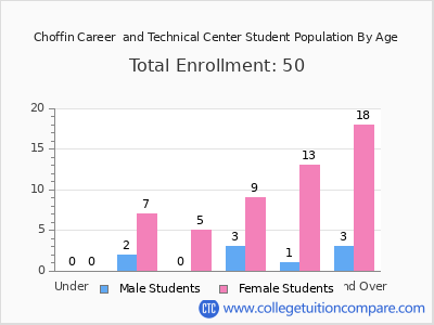 Choffin Career  and Technical Center 2024 Student Population by Age chart