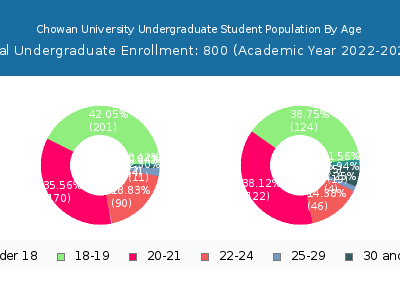 Chowan University 2023 Undergraduate Enrollment Age Diversity Pie chart