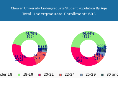 Chowan University 2025 Undergraduate Enrollment Age Diversity Pie chart