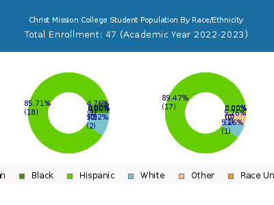Christ Mission College 2023 Student Population by Gender and Race chart