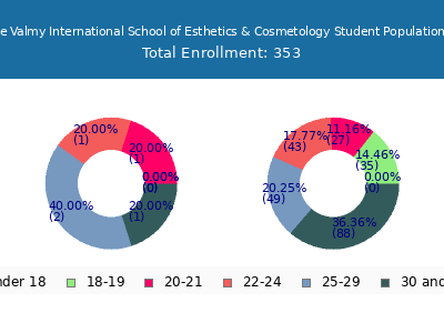 Christine Valmy International School of Esthetics & Cosmetology 2024 Student Population Age Diversity Pie chart