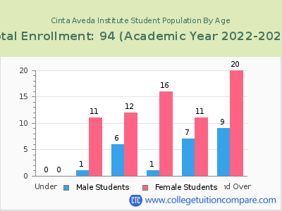 Cinta Aveda Institute 2023 Student Population by Age chart
