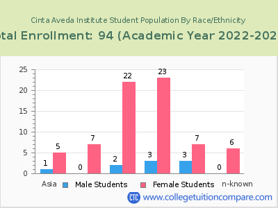 Cinta Aveda Institute 2023 Student Population by Gender and Race chart
