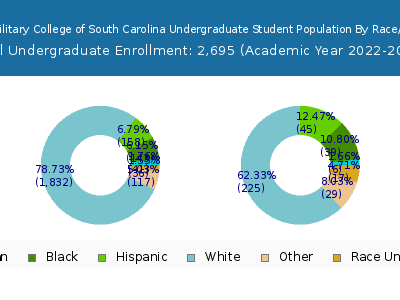 Citadel Military College of South Carolina 2023 Undergraduate Enrollment by Gender and Race chart