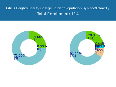 Citrus Heights Beauty College 2025 Student Population by Gender and Race chart