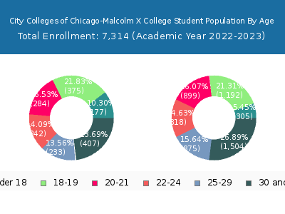 City Colleges of Chicago-Malcolm X College 2023 Student Population Age Diversity Pie chart