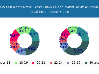 City Colleges of Chicago-Richard J Daley College 2025 Student Population Age Diversity Pie chart