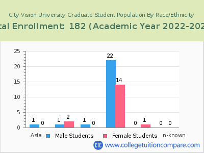 City Vision University 2023 Graduate Enrollment by Gender and Race chart