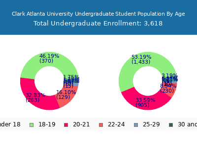 Clark Atlanta University 2024 Undergraduate Enrollment Age Diversity Pie chart