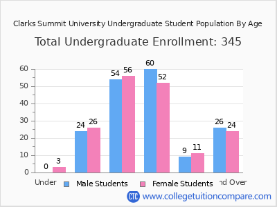 Clarks Summit University 2024 Undergraduate Enrollment by Age chart