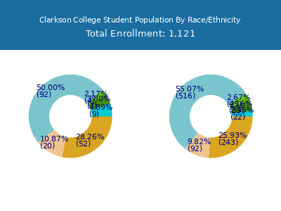 Clarkson College 2025 Student Population by Gender and Race chart