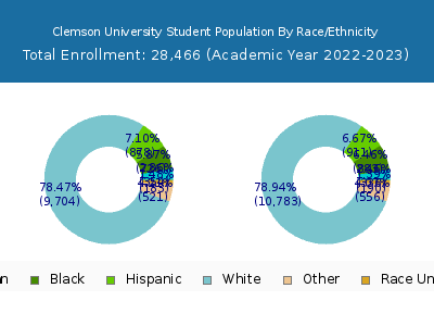 Clemson University 2023 Student Population by Gender and Race chart