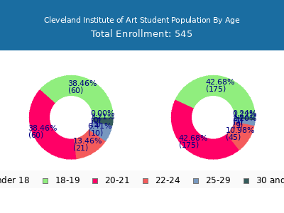 Cleveland Institute of Art 2024 Student Population Age Diversity Pie chart