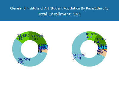 Cleveland Institute of Art 2025 Student Population by Gender and Race chart