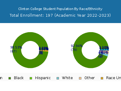 Clinton College 2023 Student Population by Gender and Race chart