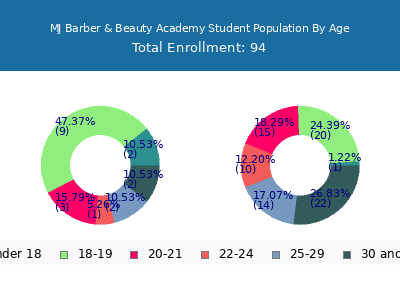 MJ Barber & Beauty Academy 2024 Student Population Age Diversity Pie chart