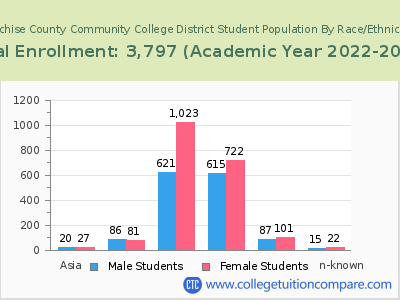 Cochise County Community College District 2023 Student Population by Gender and Race chart
