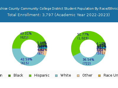 Cochise County Community College District 2023 Student Population by Gender and Race chart