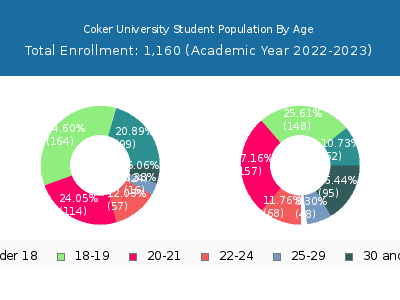 Coker University 2023 Student Population Age Diversity Pie chart