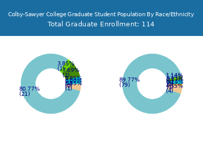 Colby-Sawyer College 2025 Graduate Enrollment by Gender and Race chart