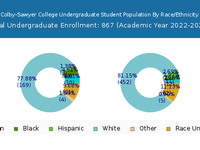 Colby-Sawyer College 2023 Undergraduate Enrollment by Gender and Race chart