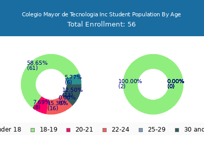 Colegio Mayor de Tecnologia Inc 2024 Student Population Age Diversity Pie chart