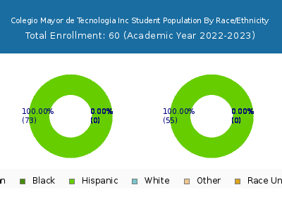 Colegio Mayor de Tecnologia Inc 2023 Student Population by Gender and Race chart