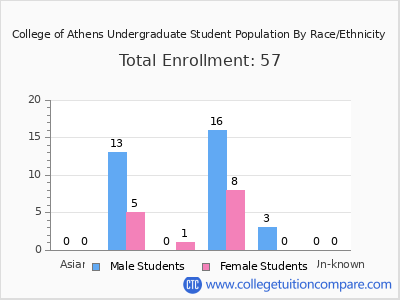 College of Athens 2025 Undergraduate Enrollment by Gender and Race chart