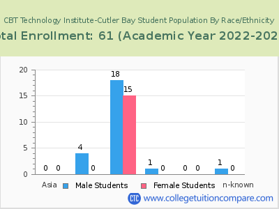 CBT Technology Institute-Cutler Bay 2023 Student Population by Gender and Race chart