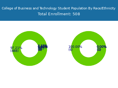 College of Business and Technology 2025 Student Population by Gender and Race chart
