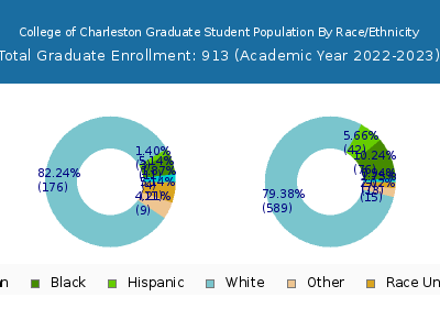 College of Charleston 2023 Graduate Enrollment by Gender and Race chart