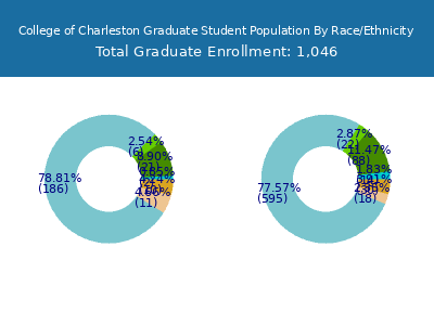College of Charleston 2025 Graduate Enrollment by Gender and Race chart