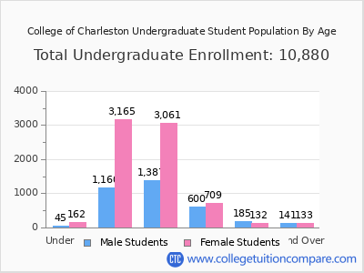 College of Charleston 2025 Undergraduate Enrollment by Age chart